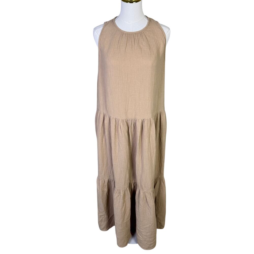 Ann Taylor High Neck Cotton Gauze Maxi Dress US Women's L